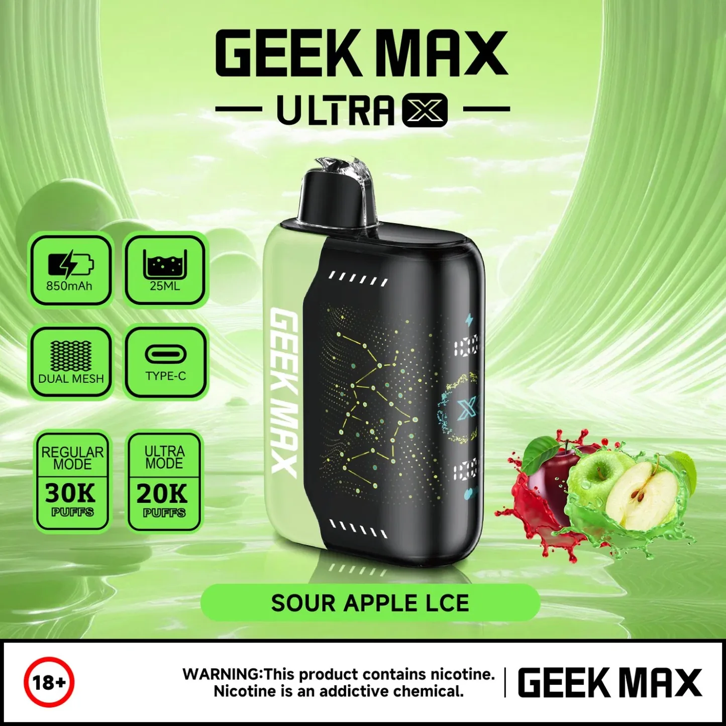 Geek Max Sour Apple Ice 5pk